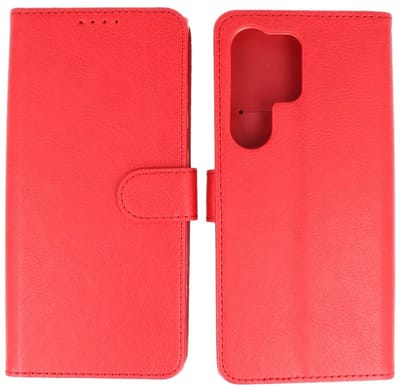 Zakelijke Book Case Telefoonhoesje - Portemonnee Hoesje - Geschikt voor de Samsung Galaxy S24 Ultra - Rood