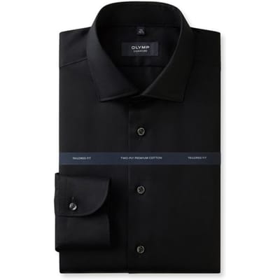 OLYMP Signature Overhemd, Tailored Fit, Signature Kent, Zwart