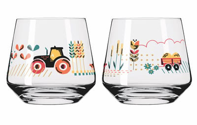 Ritzenhoff Waterglazen - Boerderij Tractor Design - 2 Stuks - Kristalglas - 420 ml - Drinkglazen Kinderen voor Water, Limonade, Sap - Geschikt voor de Vaatwasser