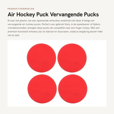 Dailygoods- Air Hockey Puck - 4-delige Set - Lichtgewicht Kunststof - Slijtvast en Duurzaam - Vervangende Pucks - Geschikt voor Thuisgebruik - Hockeypuck