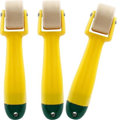 3 Stuks Houten Naadrollers met Ergonomische Handgreep voor Behang en Quilten
