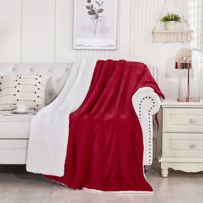 Livano Deken - Pluche - Wollen - Dekentje - Fleece - Plaid - Knuffeldeken - Bank Deken - 1 Persoons - Rood