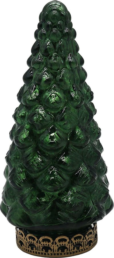 Clayre & Eef Kerstdecoratie met LED-verlichting Kerstboom Ø 8x16 cm Groen Glas