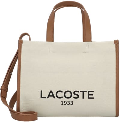 LACOSTE Handtas Schoudertas Heritage Canvas Shopping Bag Natural Tan Crème