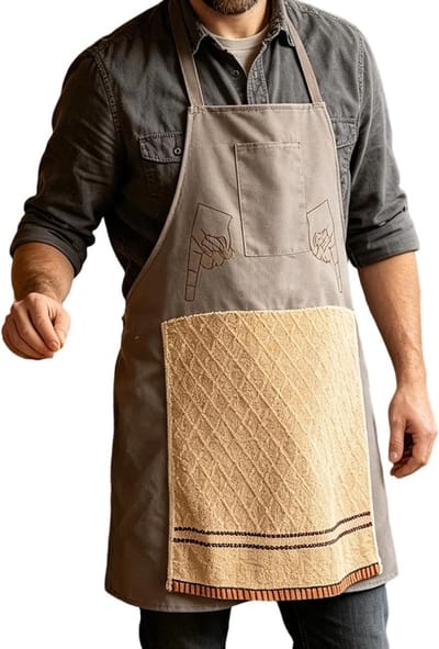 Schort - 65×70 cm -Verstelbaar keukenschort met handdoek – 1 stuk – wasbaar katoen – zwart – voor grillen, bakken , koks