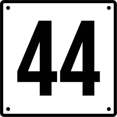 Huisnummerbord 44 - Incl. Schroeven en Pluggen – Acrylaat - 10 x 10 cm - Wit met Zwart