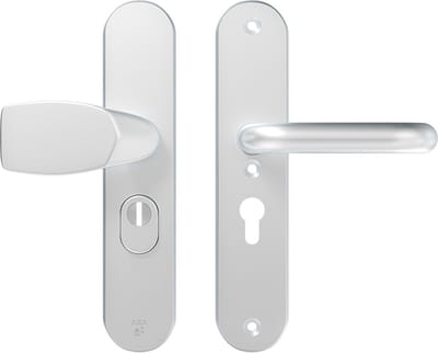AXA Veiligheidsbeslag (Oval Plus) Aluminium Glad: Knop-Kruk (Wing/U) PC55 met kerntrekbeveiliging SKG***
