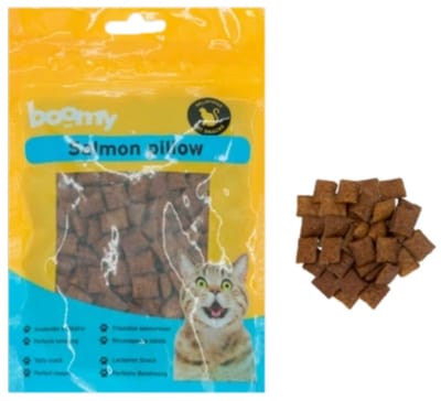 Boomy - Pillows - Kattensnacks met zalm - Krokante kattensnoepjes met zachte vulling - 2 x 100g