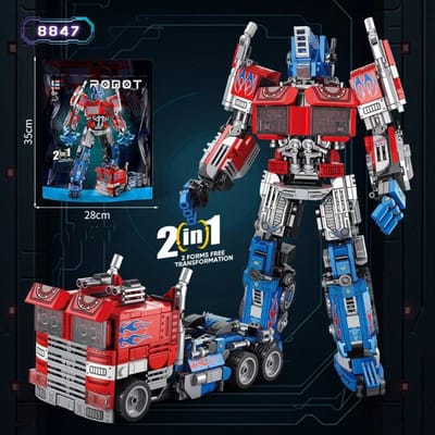 2 en 1 Robot Mecha Voiture Blocs de Construction Jouets Articulations Mobiles Roues Poussantes Briques Jouet pour Enfants Cadeau Garçon