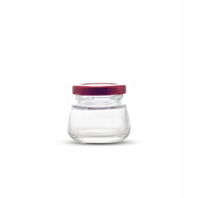 Glazen potje 50ml met rode metalen dop