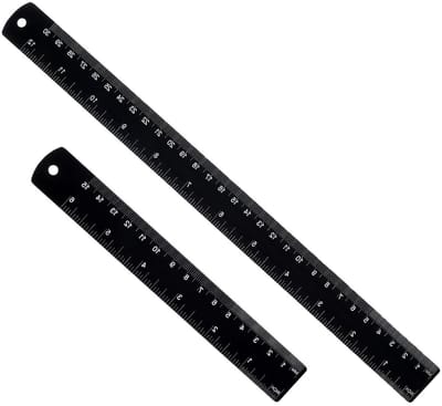 Metalen liniaal 30 cm en 6 inch, 2 stuks roestvrijstalen linialen met centimeters, millimeters en conversietabel voor school en kantoorgebruik
