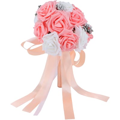 Bruidsboeket PE Kunstbloemen Bos voor Bruiloft Podium Kantoor Huisdecoratie Orange Pink pink