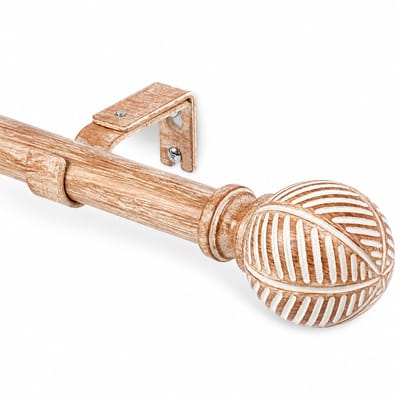 Gordijnroede Uitschuifbaar 76-219 cm – Houtlook – Ø25 mm – Draagvermogen 15 kg – Wand & Plafondmontage – Woonkamer & Slaapkamer – Lichtbruin
