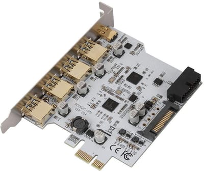Dailygoody - 4-port USB3.0 PCI-E Uitbreidingskaart - Type C - Ondersteunt Meerdere Apparaten - Wit - Uitbreidingskaart voor PC - Geschikt voor Windows...