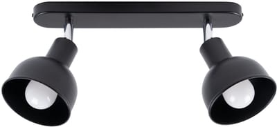 Sollux Lighting Plafondlamp Elba - E27 - zwart - staal - 18.5x47x24cm