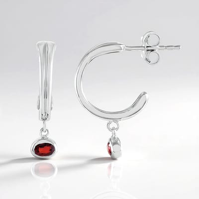 Cavill - Zilveren Oorbellen 925 Sterling met 2x 0,388 ct Ovaal Briljant Tanzania Robijn - Geplatineerd - Elegant Rood - Luxe 22 mm