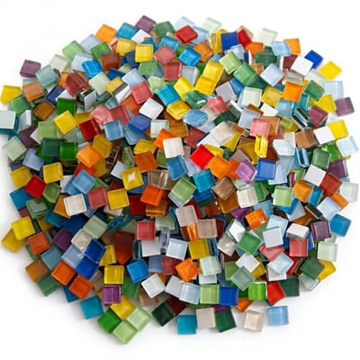 Gekleurde mozaïek steentjes vierkant glas 200 stuks mozaïek steentjes voor creatieve hobby en decoratie transparant en mat mix knutsel materiaal voor kinderen en volwassenen