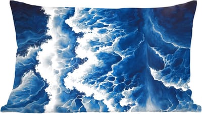 Sierkussens - Kussentjes Woonkamer - 60x40 cm - Golven - Blauw - Schuim