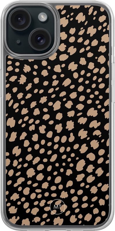 Hybride hoesje geschikt voor iPhone 13 - Savannah spots - Extra bescherming - Luxe beschermhoes - TPU case - Transparant, Zwart, Bruin - Mooie Telefoonhoesjes