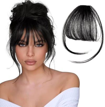 Dailygoods- Clip-in Pony Platte Haarextensie - Onzichtbare Haarspeld - Zwarte Kleur - Hoge Temperatuurvezel - Duurzaam Gebruik - Verstelbare Lengte - Haarextensies