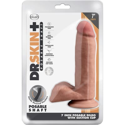 Blush Dr. plus 7 inch Posable dildo met Balls Mocha - Bruin - 17.5 cm