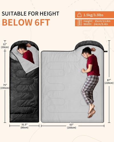 Famanu - Lichtgewicht kinderslaapzak voor koud weer - 220×80cm, 3-4 seizoenen, compact en warm