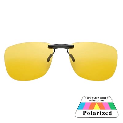 Fako Sunglasses - Clip On Voorzet Zonnebril In Box - Overzet Clip-on - Polariserend - Polarized - Medium - 130x43mm - Geel