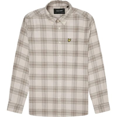 Lyle & Scott beige flanellen overhemd met tonale ruit en lange mouwen