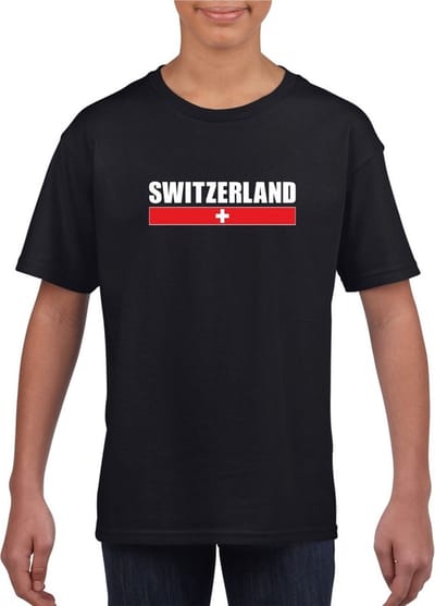 Zwart Zwitserland supporter t-shirt voor kinderen - Zwitserse vlag shirts 110/116