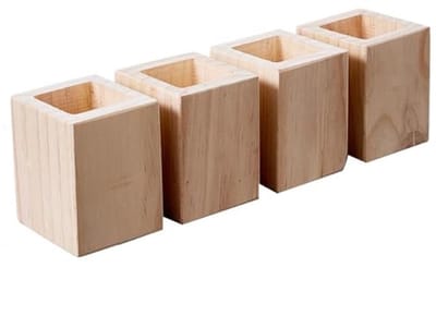 Vierkante Houten Bedverhogers - 4 Stuks, Verstelbare Meubelverhogers van Massief Hout - Voeg 5-20 cm Hoogte Toe