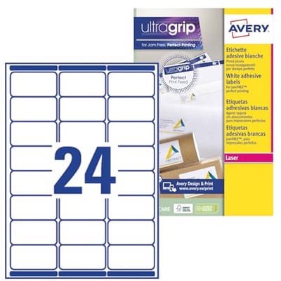 Adresetiketten 24 etiketten per vel, 100 vellen, 63,5 x 33,9 cm, wit