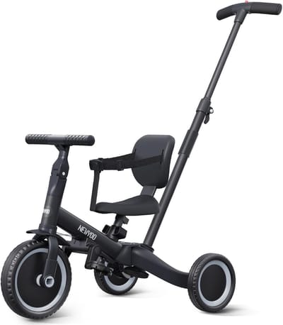 Kinderdriewieler 5-in-1 - Loopfiets Drietraps - Leren Fietsen - Multifunctioneel Aanpasbaar - 62 x 43 x 50 cm - Zwart