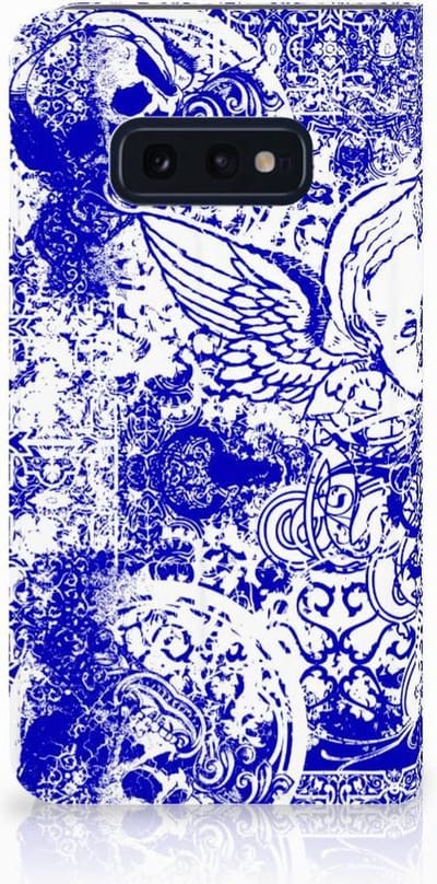 Mobiel BookCase Samsung Galaxy S10e Angel Skull Blauw