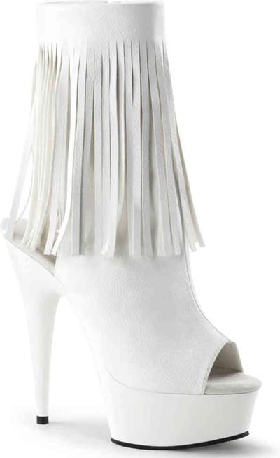 EU 35 = US 5 | DELIGHT-1019 | 6 Heel, 1 3/4 PF Open Toe/Heel Fringe Bootie, Side Zip