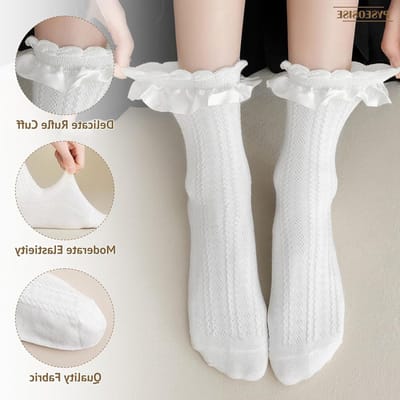 Zachte Rimpelsokken voor Dames - 6 Paar Ademend Kanten Kousen voor Ballet en Casual Gebruik, Maat 34-38