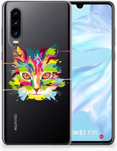 Huawei P30 Telefoonhoesje met Naam Cat Color