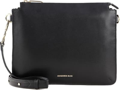 MANDARINA DUCK Leren Schoudertas Luna Crossover Black Zwart