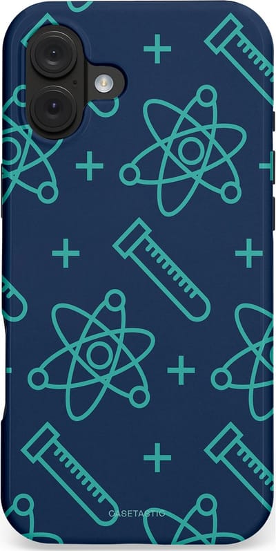 Casetastic hoesje geschikt voor Apple iPhone 16 Plus - MagSafe - Dubbellaagse bescherming - Atomen Creaties - Fashion Case - Donkerblauw Turquoise