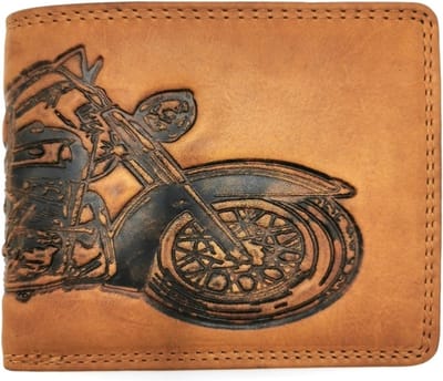HillBurry Leren Portemonnee met Reliëf Motor - RFID - protector - Mooi soepel leer - Stijlvol en praktisch - (lxhxd) ca. 12,5cm x 10cm x 2,5cm
