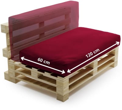 Bananair - Multifunctioneel Waterbestendig Palletkussen - afneembare hoes - Geschikt als zit- en rugkussen - Tuinkussen voor Palletbank - 120x60 cm - Rood