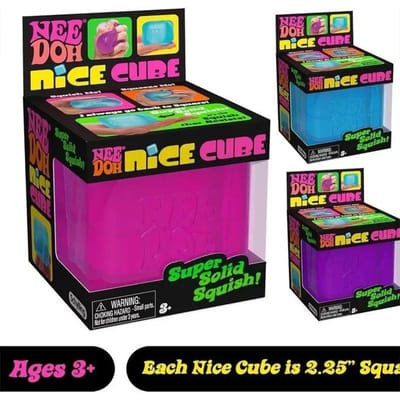 Schylling Needoh Nice Kubus - Stressverlichtende Squishy Speelgoed, Sensorisch Speelgoed, Kubus Knijpbal, Vent Speelgoed, Cadeau voor Kinderen, Rood Paars Blauw, Sn