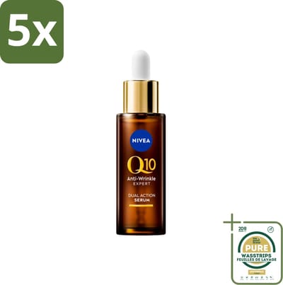 5 x NIVEA - Gezichtsserum - Q10 Dubbele Werking Anti-Rimpel - Dubbele werking - Vermindert & voorkomt rimpels - 30 ml - Grootverpakking - Anti-aging Serum - Rimpel Serum - Q10 Serum - Glycatie Serum - Anti-aging