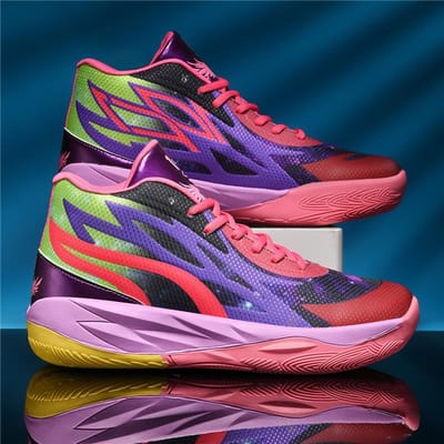 Heren basketbalschoenen Ademende demping Trainingssportschoenen Jeugd sportschool basketbalschoenen 35 purple