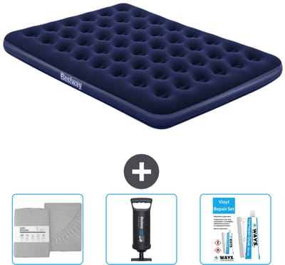 Bestway luchtbed - 2-Persoons - 152 x 203 x 22 cm - Blauw - Inclusief Hoeslaken - Pomp en Reparatieset