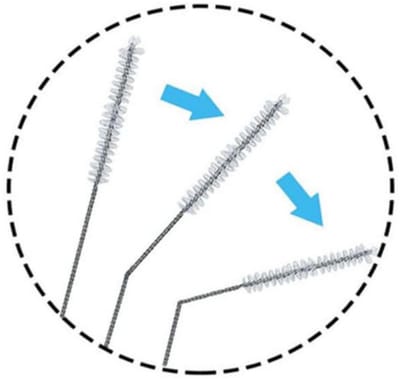 2-pack reinigingsborstels voor rietjes met herbruikbare metalen handgrepen, verlengd ontwerp, geschikt voor mokken van 1,2, 90, en 59,5 ml, 10 mm breed, ook geschikt voor tuitbekers en waterflessen.