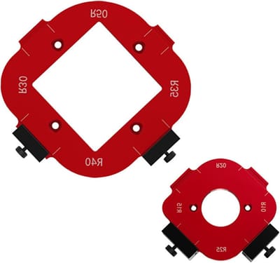 Radius Jig Router - Hoek Sjablonen - Afgeronde Hoeken Maken - 8 Straal Maten - R10 tot R50 - Rood