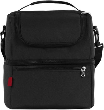 Dubbele Isolerende Lunchtas met Schouderband - Lekvrije Koeltas voor Camping, BBQ en Picknick (Zwart) - Ideaal voor Mannen en Vrouwen, Ruimte voor Maaltijden en Snacks
