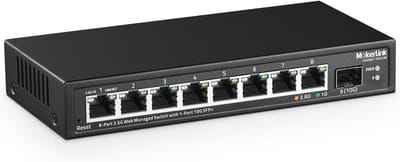 8-poorts 2.5 Gigabit Managed Switch met 10G SFP+ slot - metalen webbeheerde netwerkswitch zonder ventilator