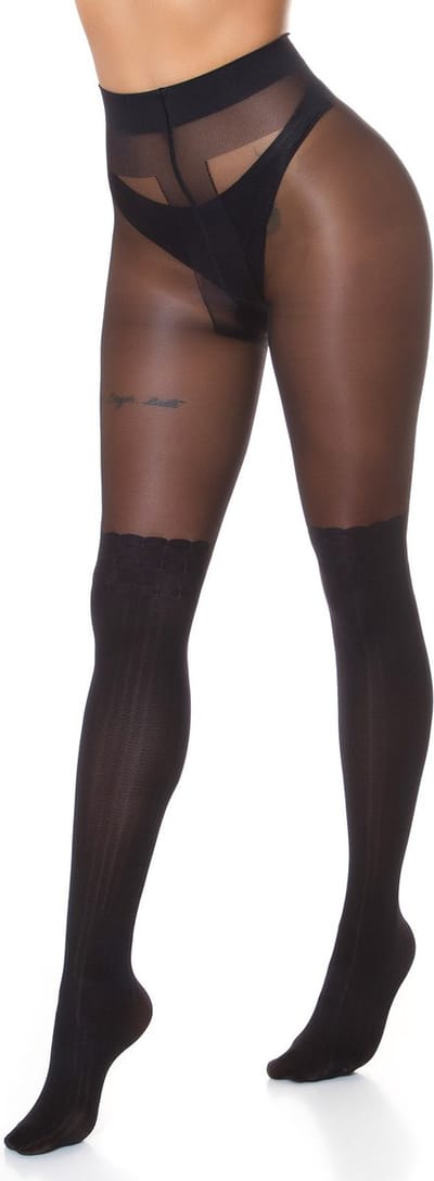 Dames panty lange kous zwart maat S/M