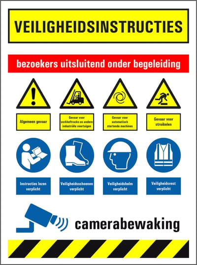 Bezoekers uitsluitend onder begeleiding sticker 200 x 150 mm